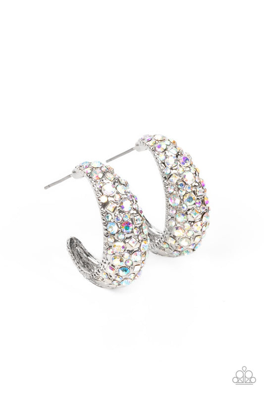 Paparazzi Accessories-Glamorously Glimmering Multi Iridescent Hoop Earrings