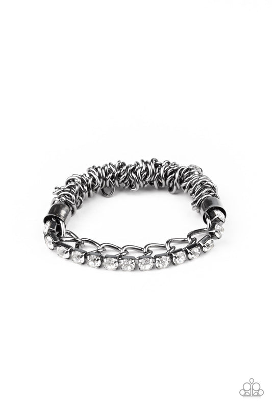 Paparazzi Accessories-Glamour Grid Black Bracelet