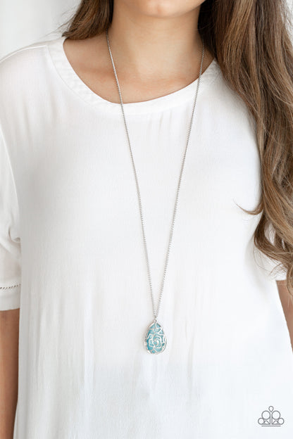 Paparazzi Accessories-Gleaming Gardens Blue Necklace Set