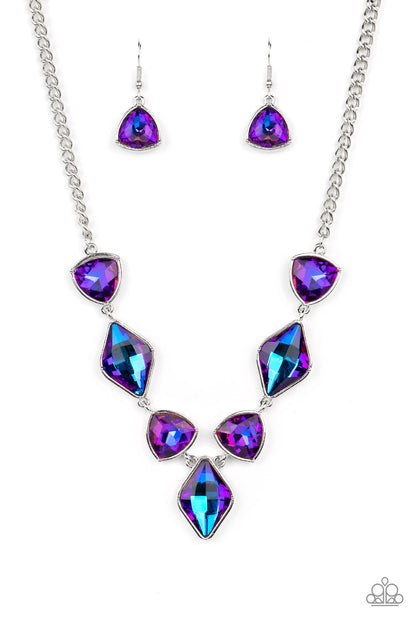 Paparazzi Accessories-Glittering Geometrics Purple LOTP Necklace Set