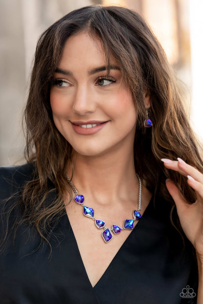Paparazzi Accessories-Glittering Geometrics Purple LOTP Necklace Set