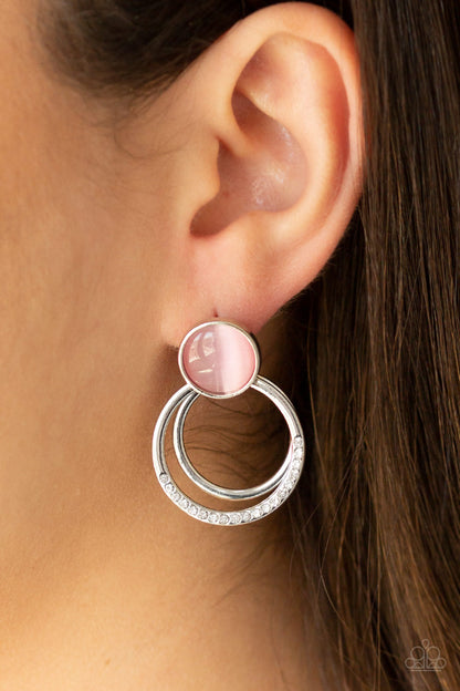 Paparazzi Accessories-Glow Roll Pink Earrings