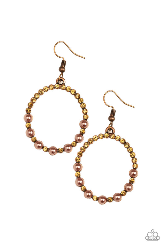 Paparazzi Accessories-Glowing Grandeur Copper Loop Earrings