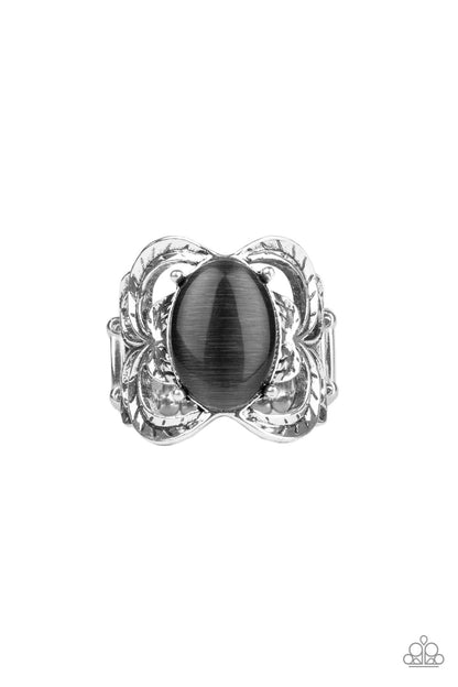 Paparazzi Accessories-Go For Glow Black Cat's Eye Stone Ring