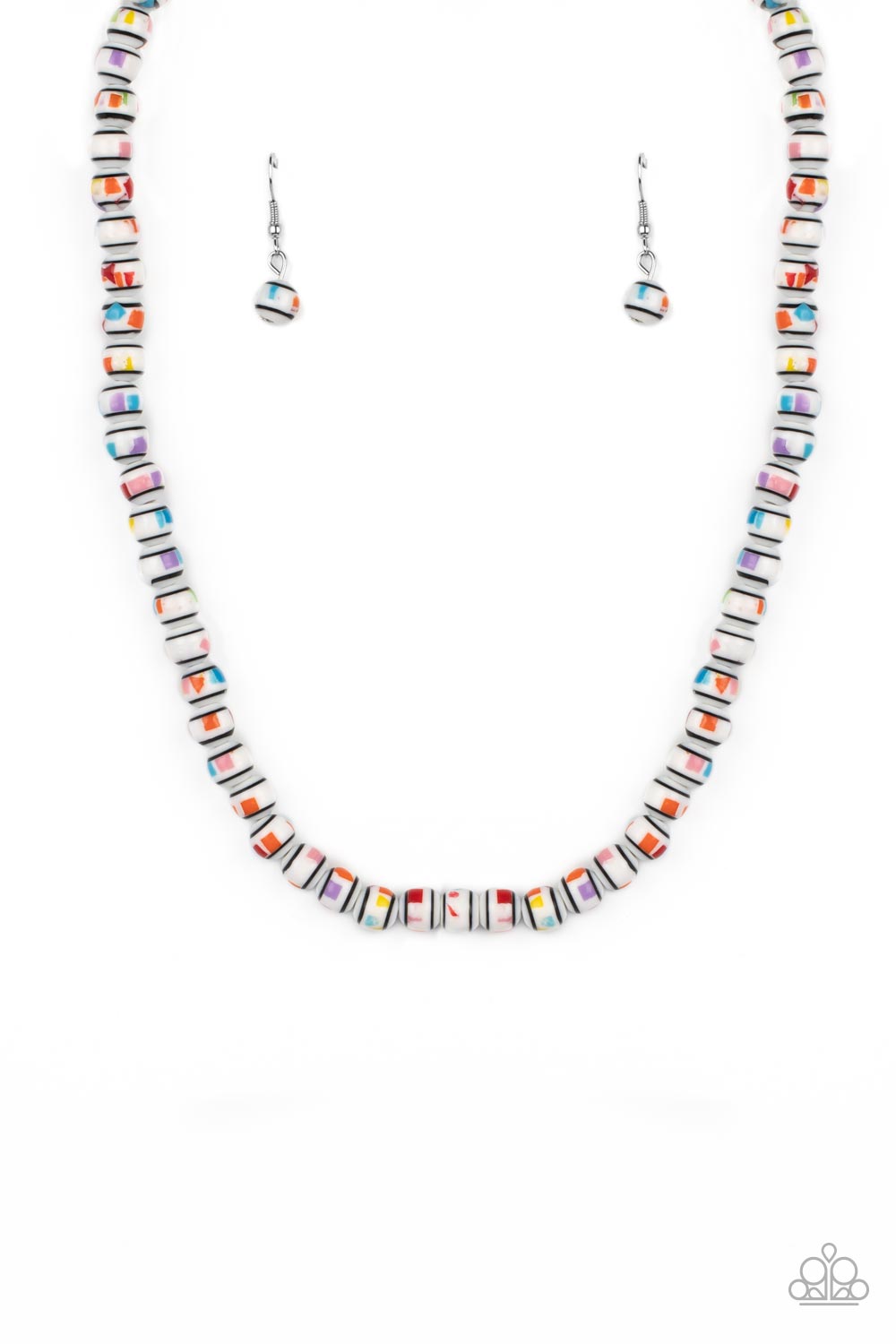 Paparazzi Accessories-Gobstopper Glamour White Candy Like Necklace Set