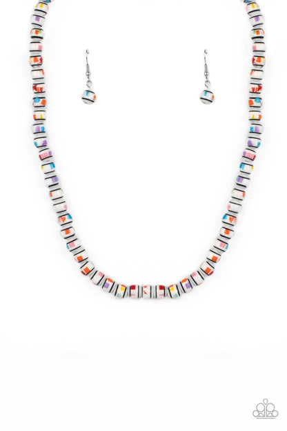Paparazzi Accessories-Gobstopper Glamour White Candy Like Necklace Set