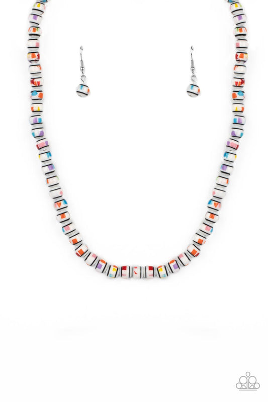 Paparazzi Accessories-Gobstopper Glamour White Candy Like Necklace Set