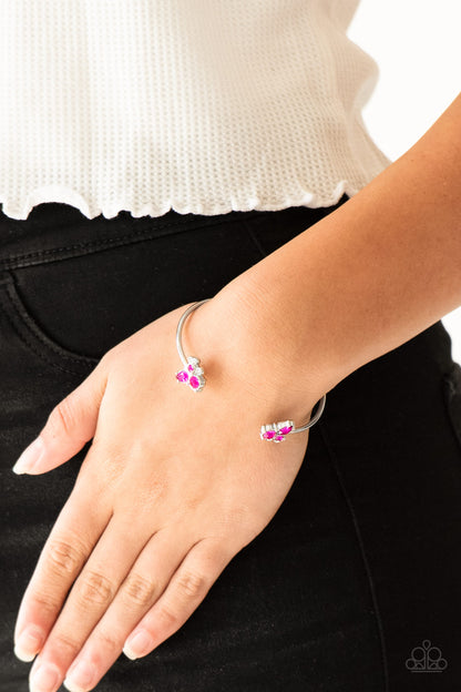 Paparazzi Accessories-Going For Glitter Pink Dainty Cuff Bracelet