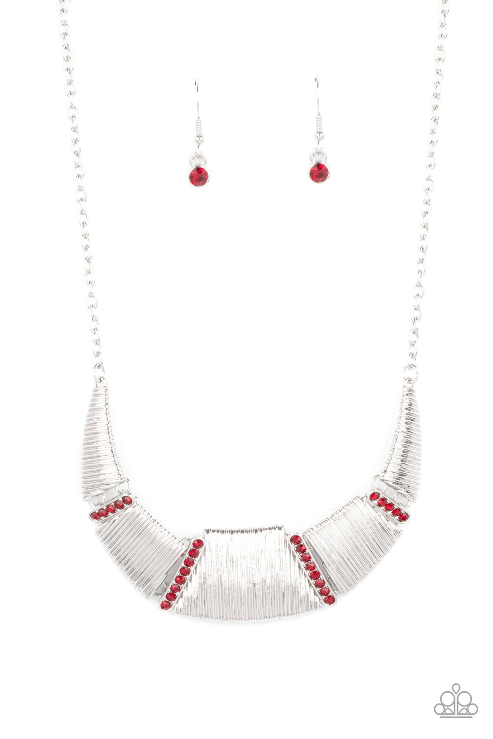 Paparazzi Accessories-Going Through Phases Red Trapezoidal Necklace Set