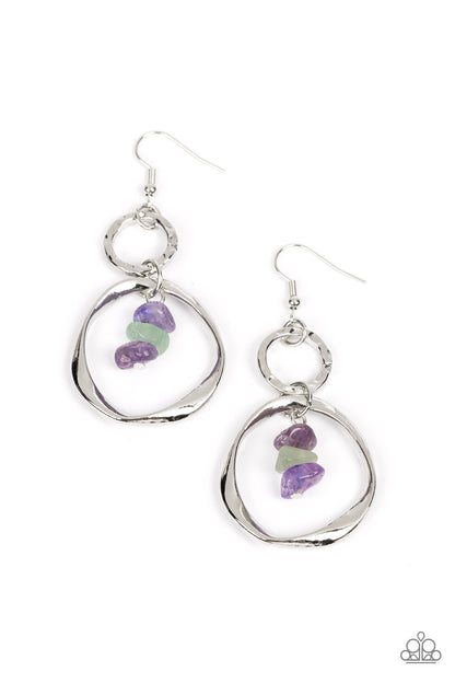 Paparazzi Accessories-Good-Natured Spirit Purple Pebble Hoop Earrings