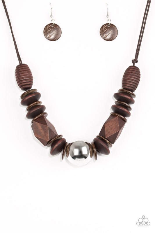 Paparazzi Accessories-Grand Turks Getaways Brown Wood Necklace Set