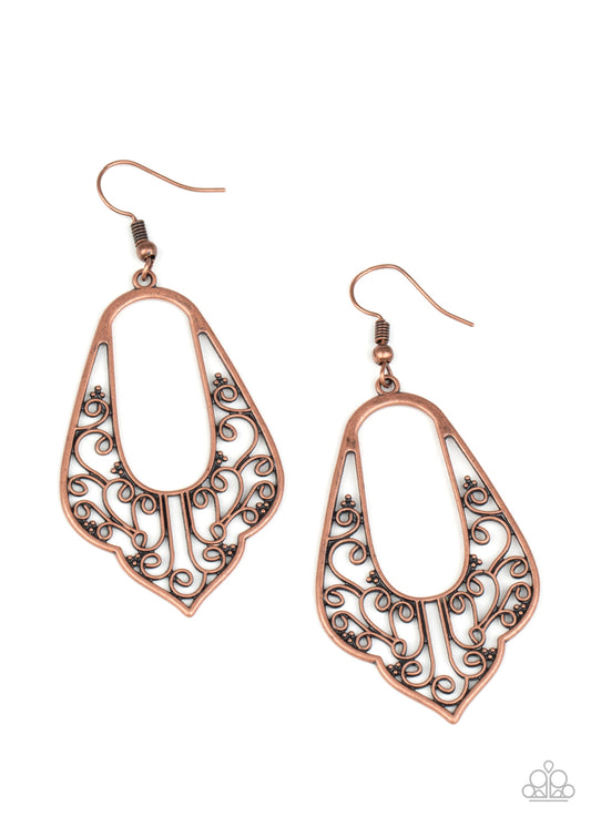 Paparazzi Accessories-Grapevine Glamour Copper Earrings