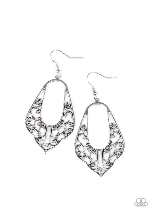 Paparazzi Accessories-Grapevine Glamour Silver Earrings