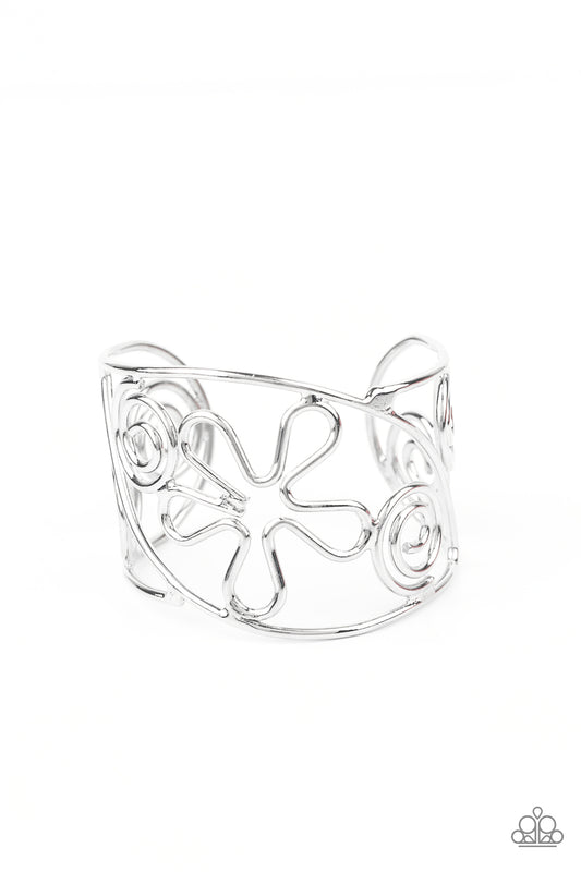 Paparazzi Accessories-Groovy Sensations Silver Swirl Cuff Bracelet