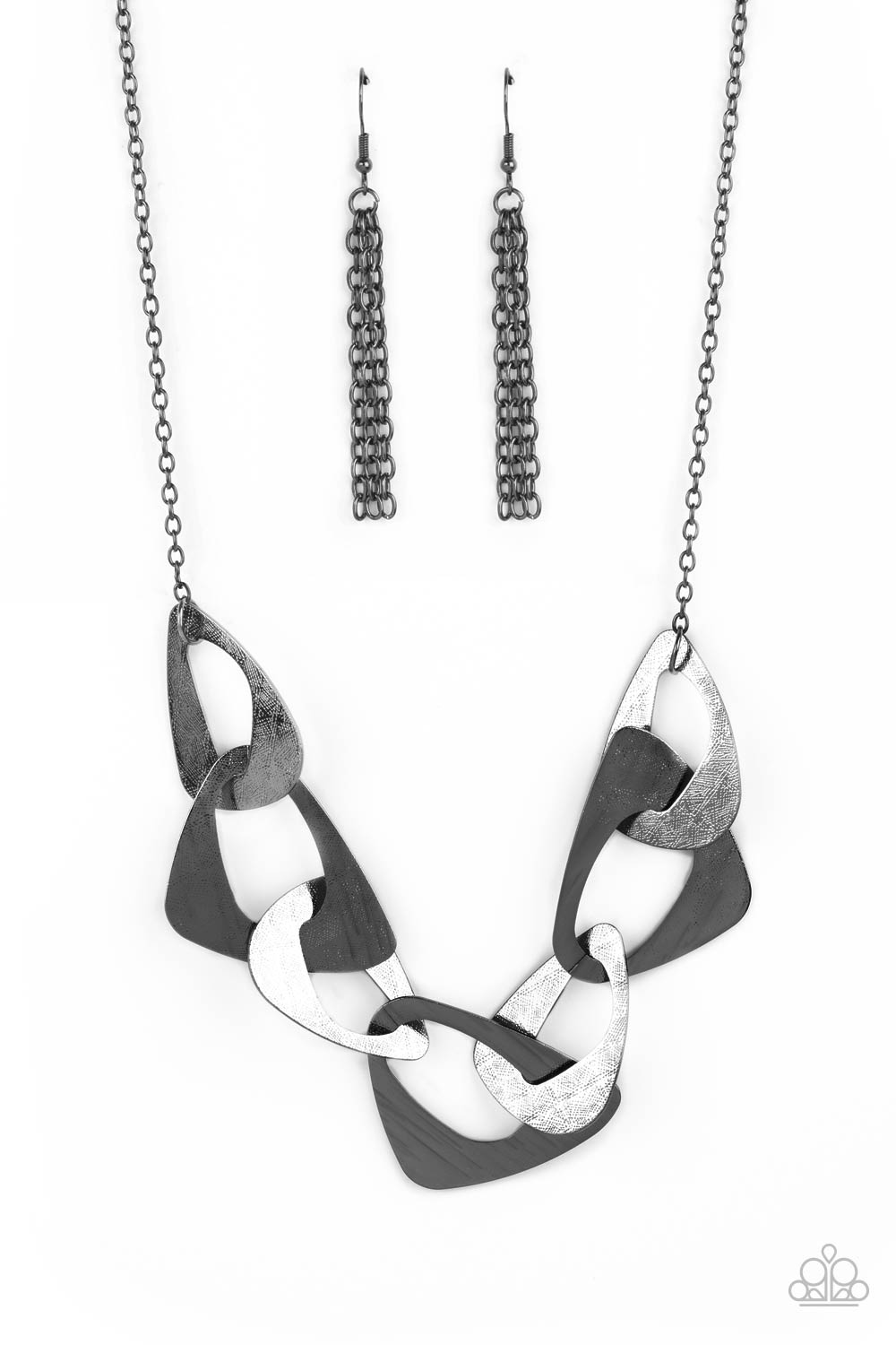 Paparazzi Accessories-Guide To The Galaxy Black Triangular Cut Necklace Set