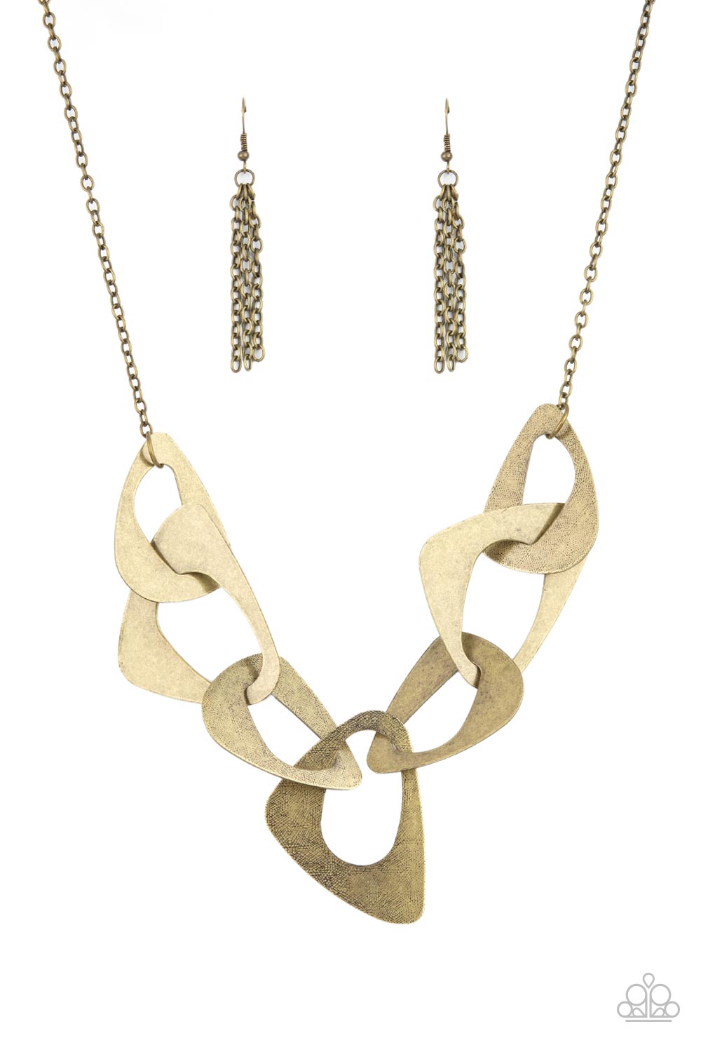 Paparazzi Accessories-Guide To The Galaxy Brass Triangular Link Necklace Set