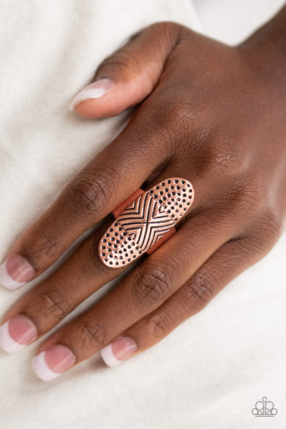 Paparazzi Accessories-Guru Grunge Copper Oval Ring