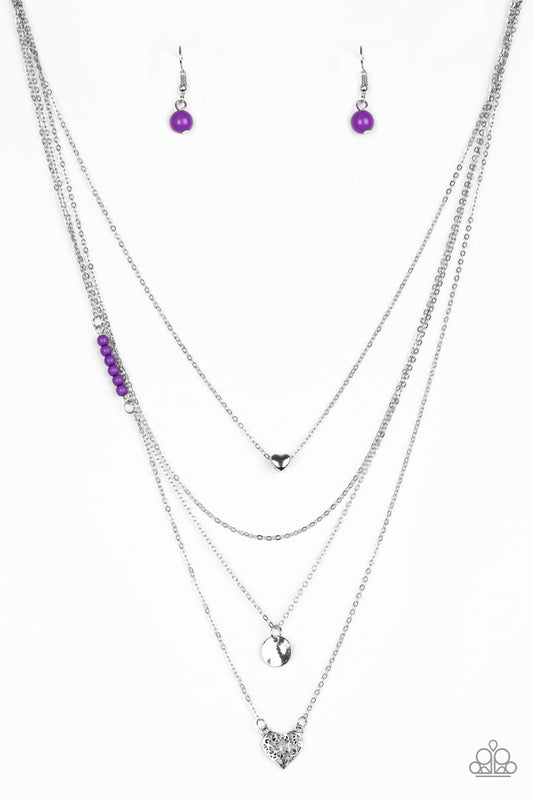 Paparazzi Accessories-Gypsy Heart Purple Necklace Set