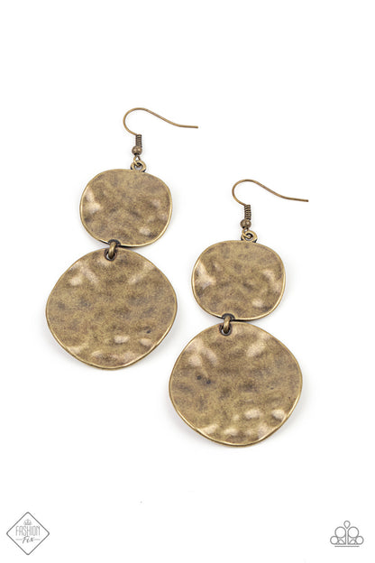 Paparazzi Accessories-HARDWARE Headed Brass Discs Earrings