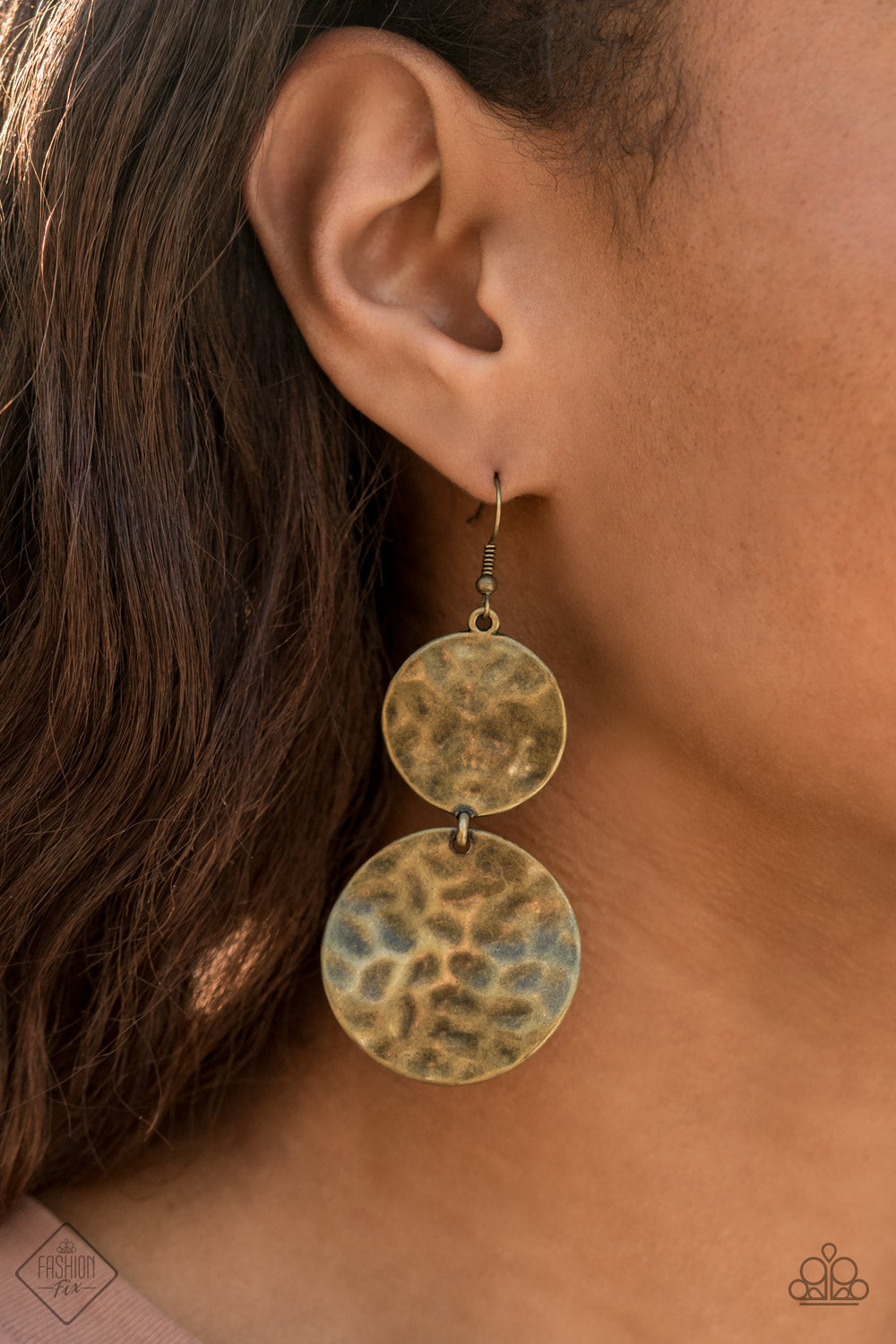 Paparazzi Accessories-HARDWARE Headed Brass Discs Earrings