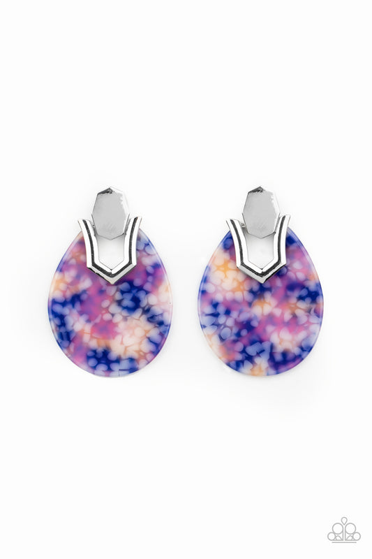 Paparazzi Accessories-Haute Flash Blue Acrylic Earrings