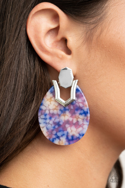 Paparazzi Accessories-Haute Flash Blue Acrylic Earrings