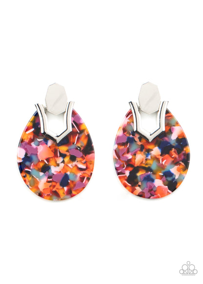 Paparazzi Accessories-HAUTE Flash Multi Acrylic Shell Earrings