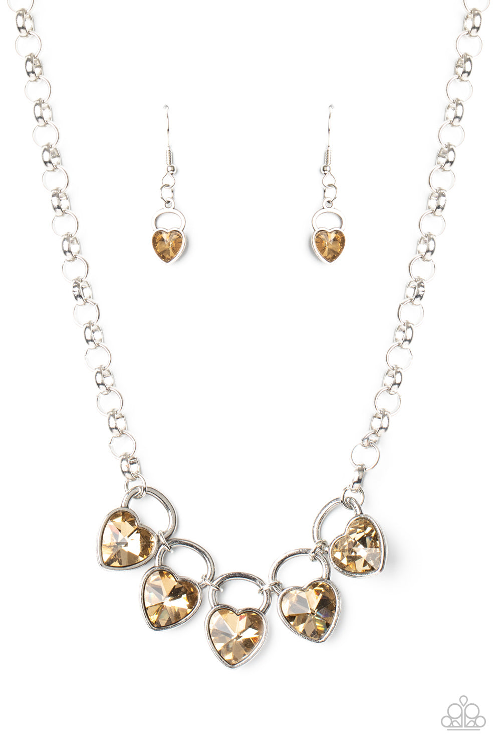 Paparazzi Accessories-Heart On Wheels Topaz Necklace Set