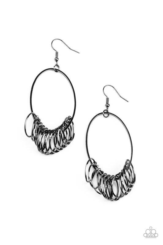 Paparazzi Accessories-Halo Effect Black Earrings