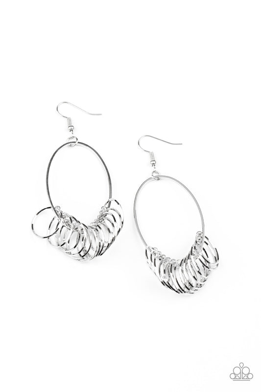 Paparazzi Accessories-Halo Effect Silver Earrings