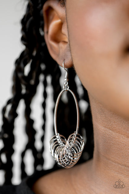 Paparazzi Accessories-Halo Effect Silver Earrings