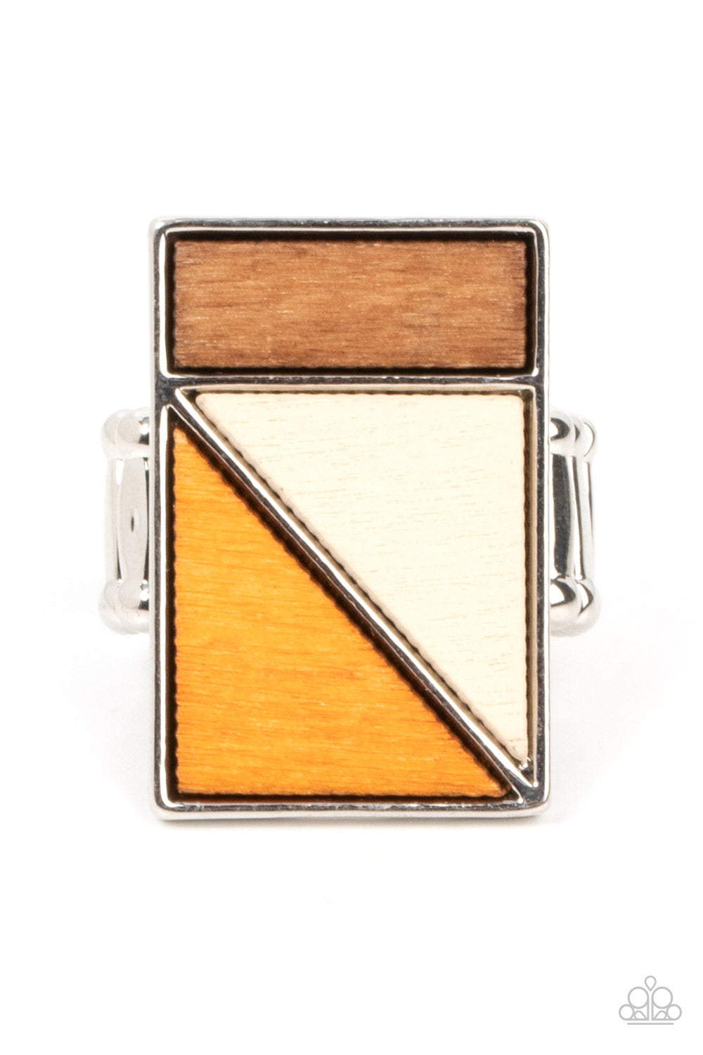 Paparazzi Accessories-Happily EVERGREEN After Orange Rectangular Wooden Ring