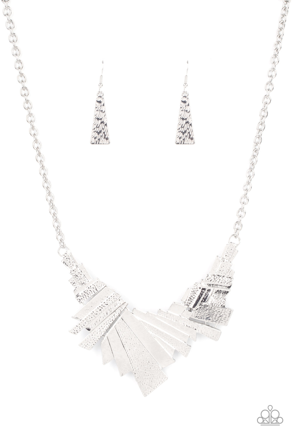 Paparazzi Accessories-Happily Ever AFTERSHOCK Silver Rectangular Necklace Set
