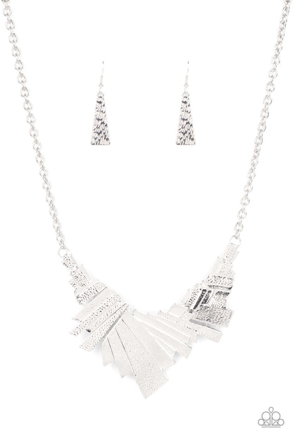 Paparazzi Accessories-Happily Ever AFTERSHOCK Silver Rectangular Necklace Set