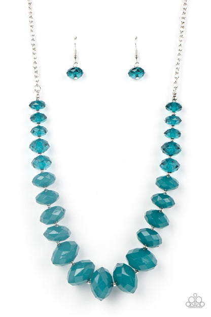 Paparazzi Accessories-Happy-GLOW-Lucky Blue Crystal Bead Necklace Set
