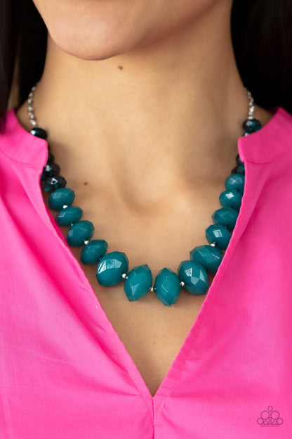 Paparazzi Accessories-Happy-GLOW-Lucky Blue Crystal Bead Necklace Set