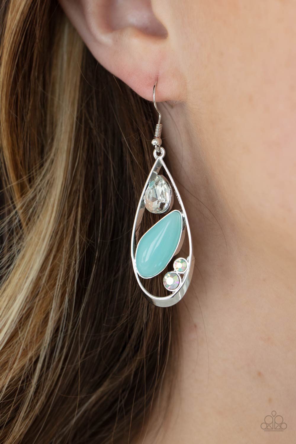 Paparazzi Accessories-Harmonious Harbors Blue Iridescent Earrings