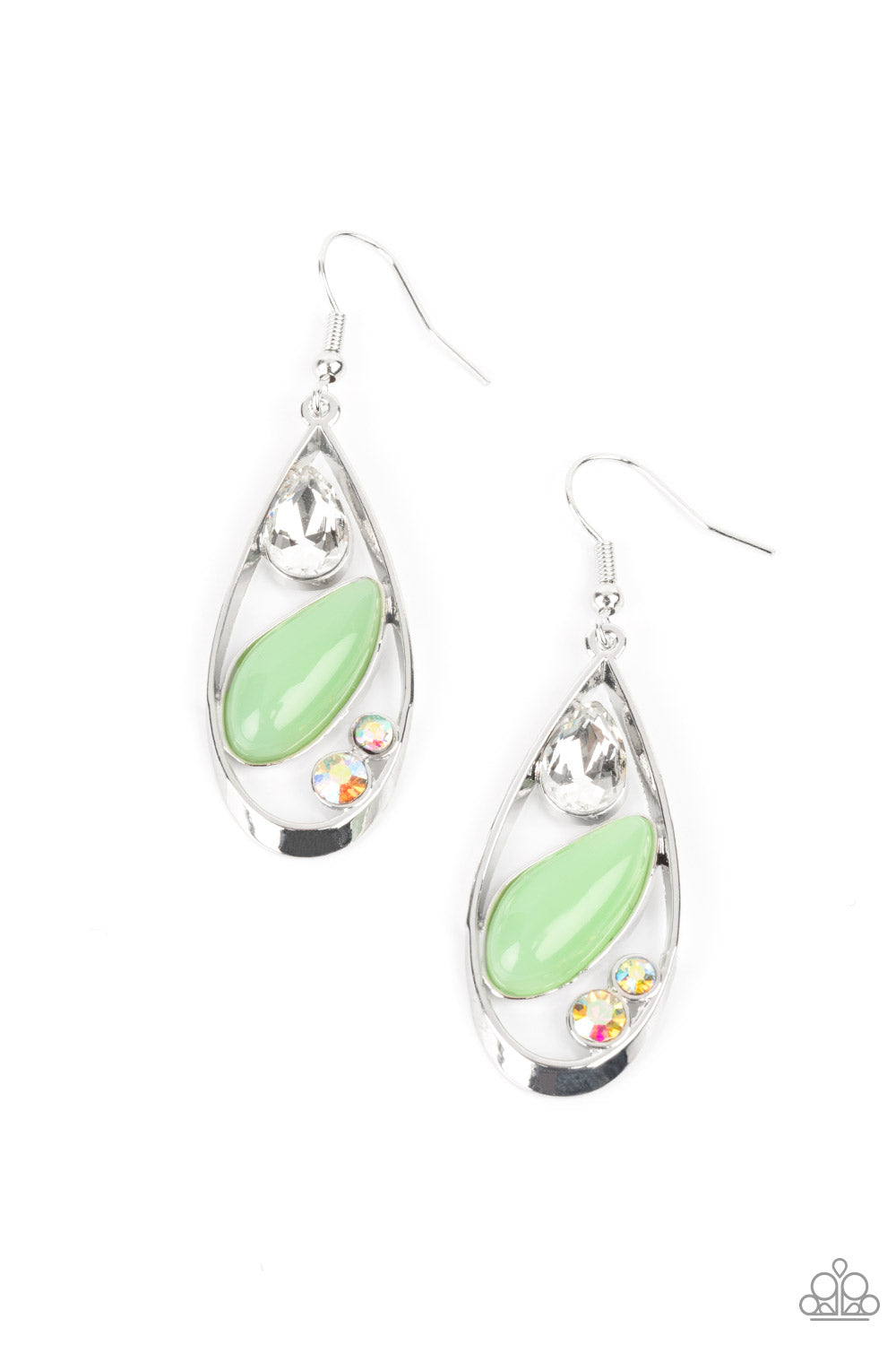 Paparazzi Accessories-Harmonious Harbors Green Iridescent Earrings