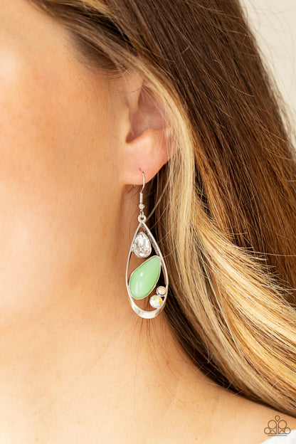 Paparazzi Accessories-Harmonious Harbors Green Iridescent Earrings