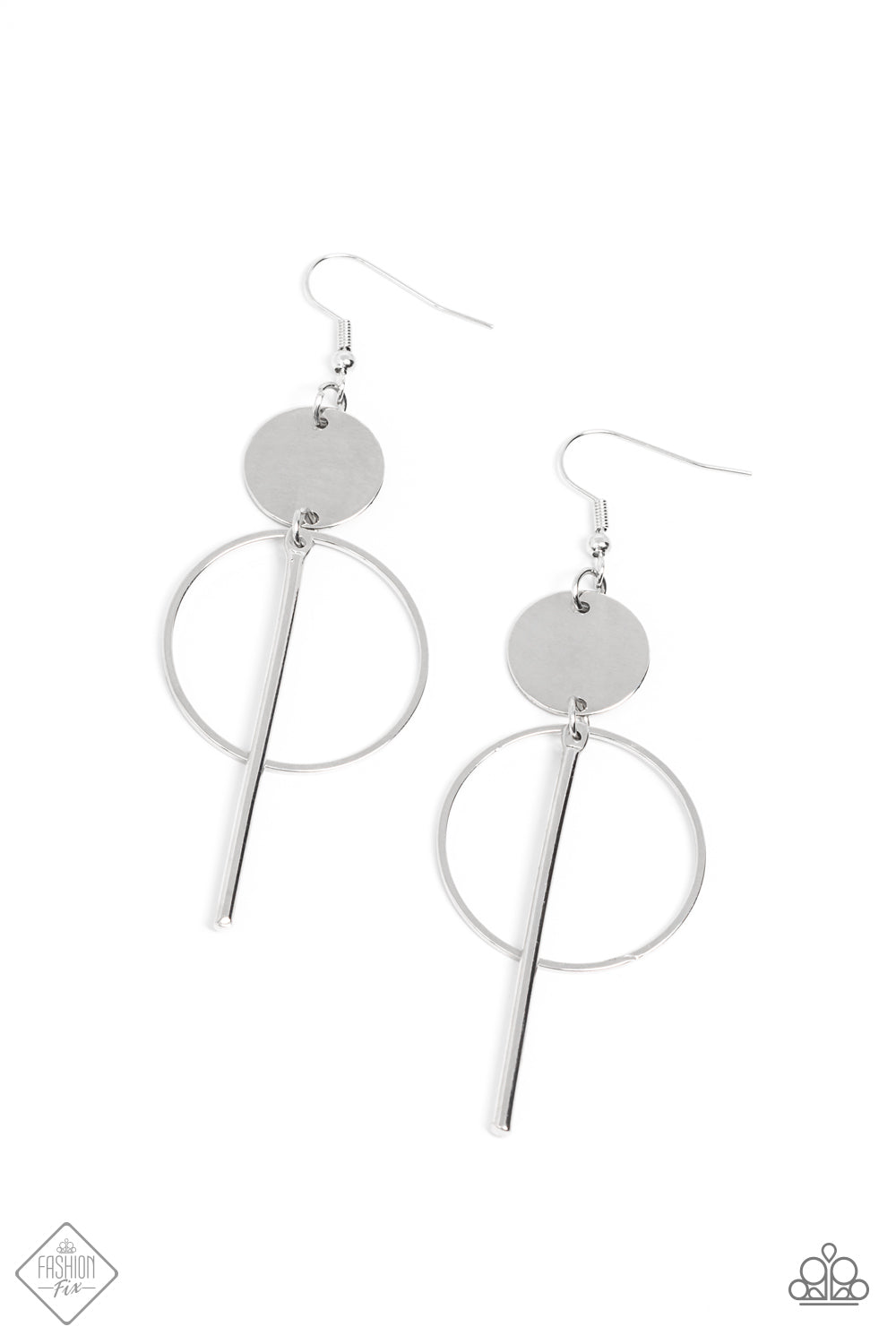 Paparazzi Accessories-Harmoniously Balanced Silver Shiny Fashion Fix Earrings