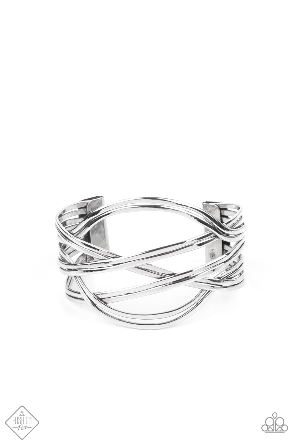 Paparazzi Accessories-Hautely Hammered Silver Weave Cuff Bracelet