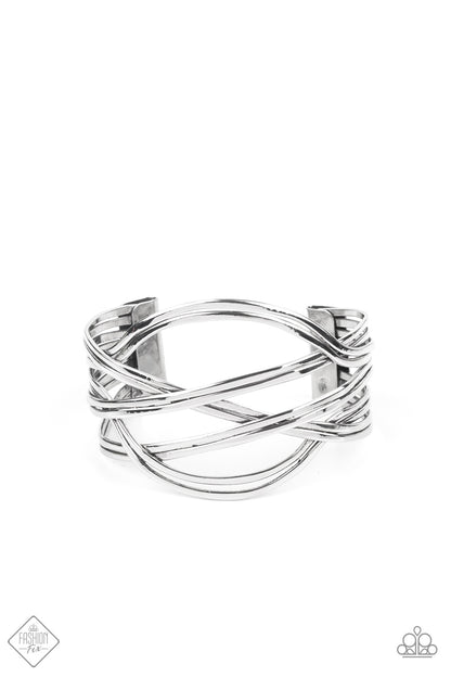 Paparazzi Accessories-Hautely Hammered Silver Weave Cuff Bracelet