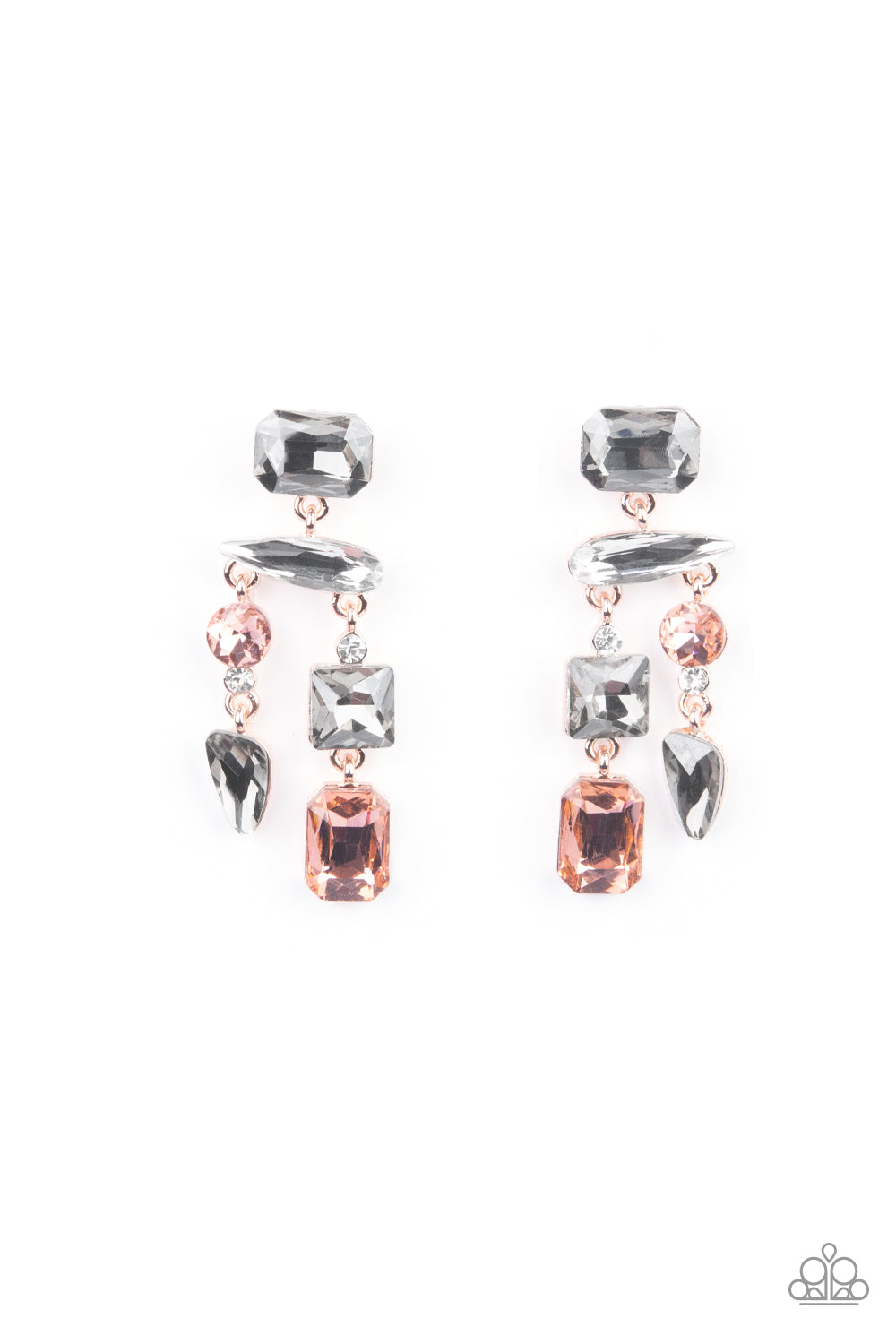 Paparazzi Accessories-Hazard Pay White Smoky Topaz Chandelier Earrings