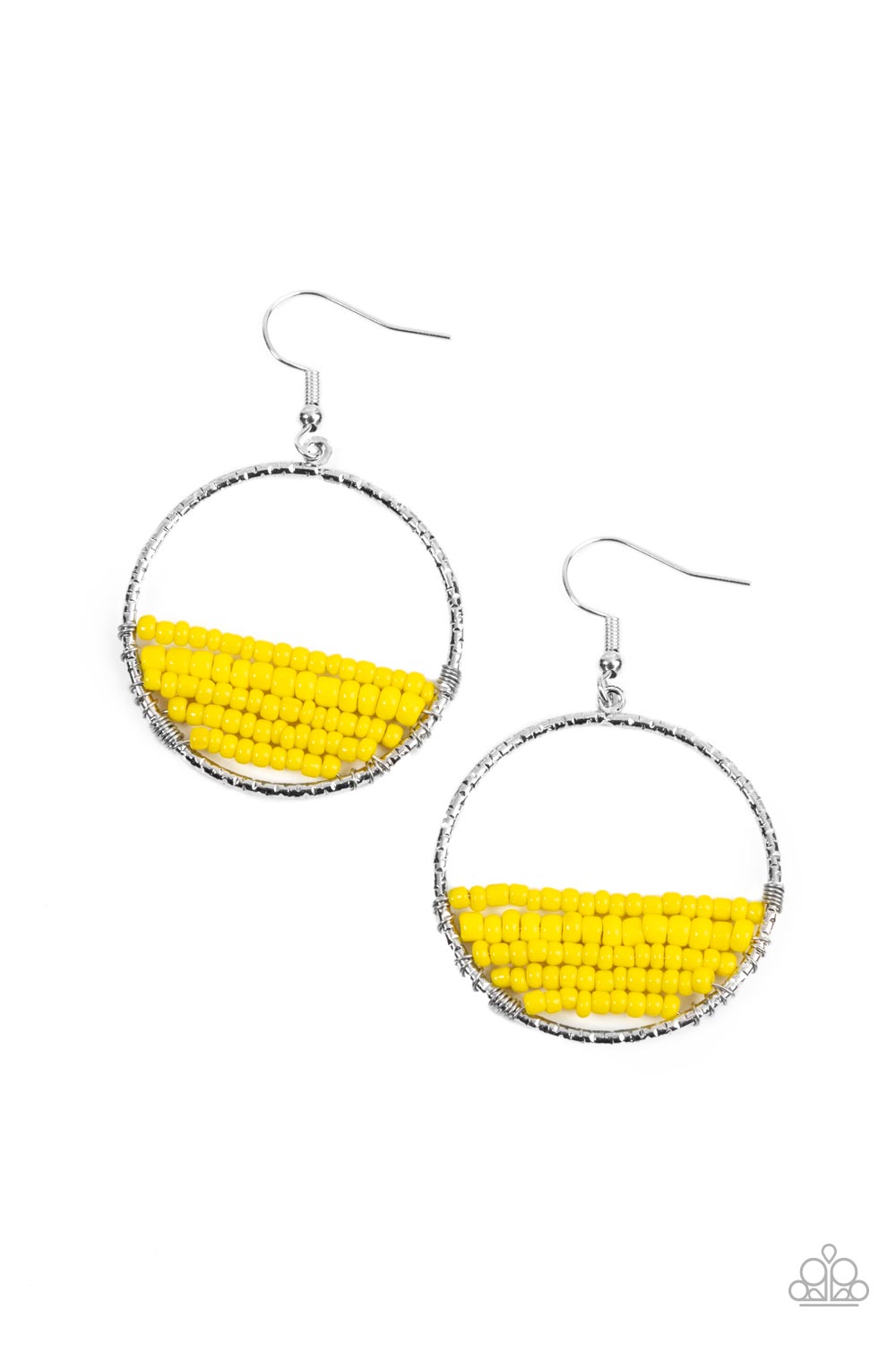 Paparazzi Accessories-Head-Over-Horizons Yellow Illuminating Bead Earrings