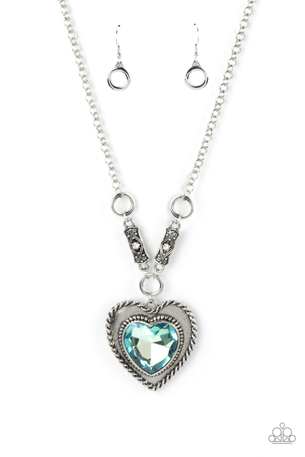 Paparazzi Accessories-Heart Full Of Fabulous Blue Vintage Heart Necklace Set