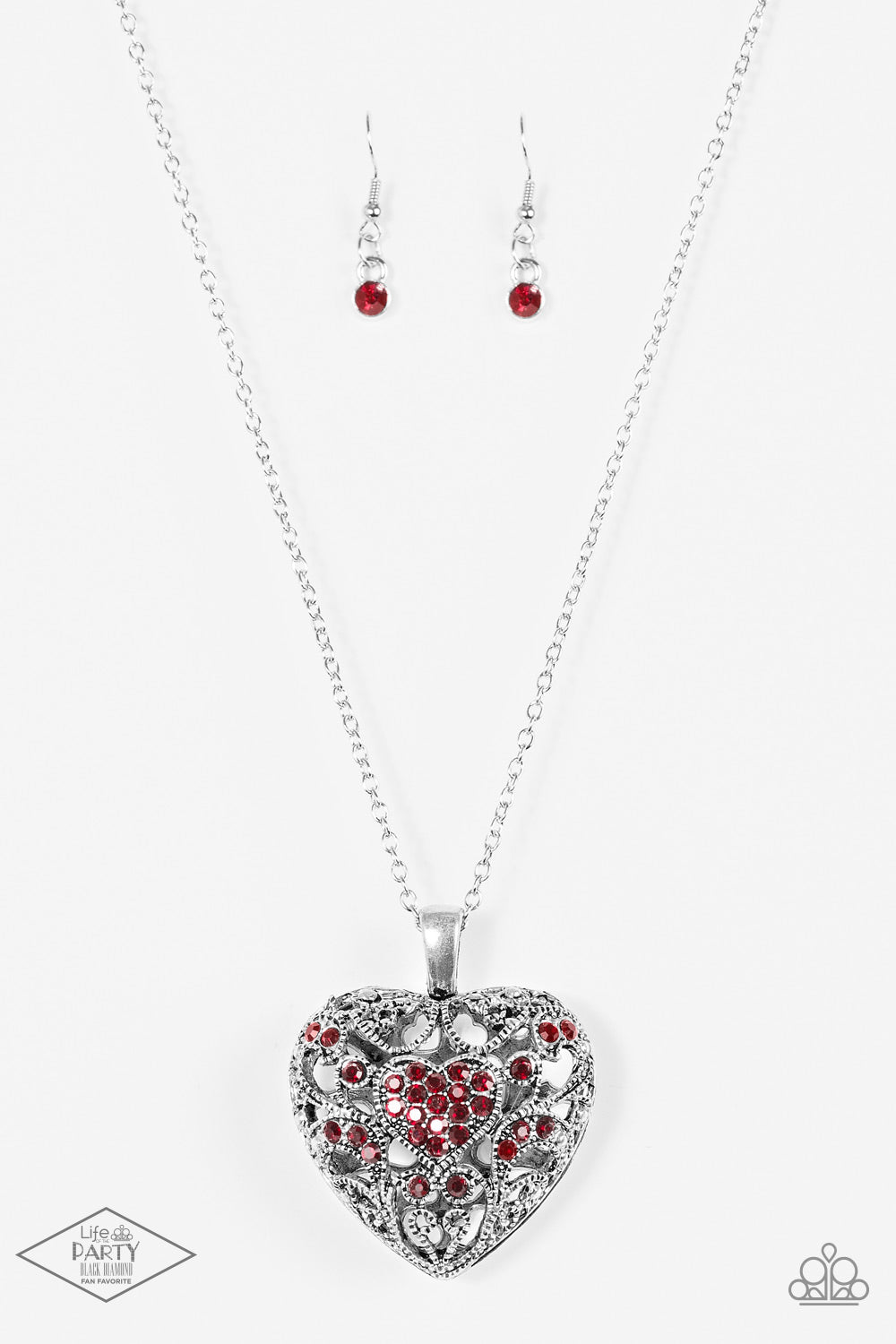 Paparazzi Accessories-Heartless Heiress Red Locket Necklace Set