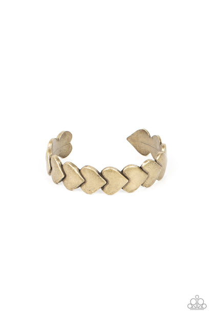 Paparazzi Accessories-Hearts Galore Brass Flirty Heart Cuff Bracelet