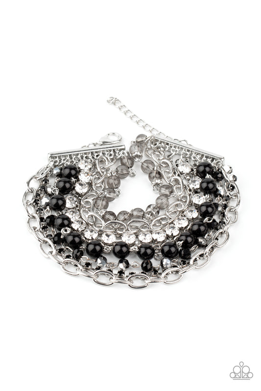 Paparazzi Accessories-heiress Hustle Black Crystal Bracelet