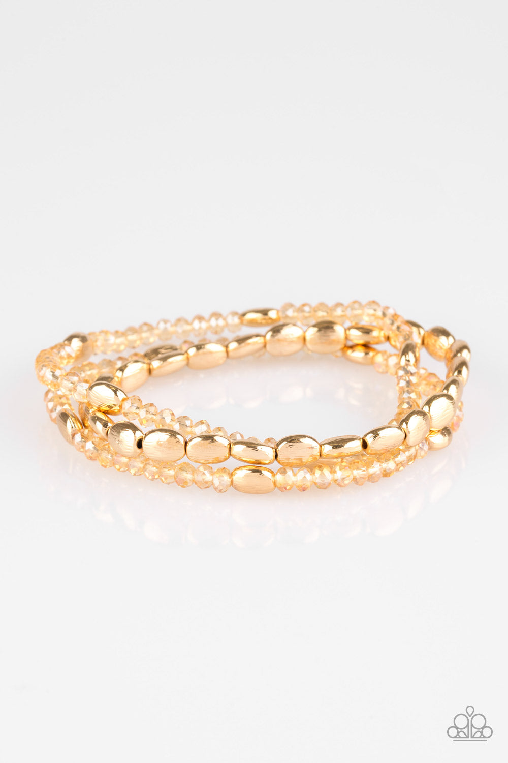Paparazzi Accessories-Hello Beautiful Gold Dainty Bead Bracelet