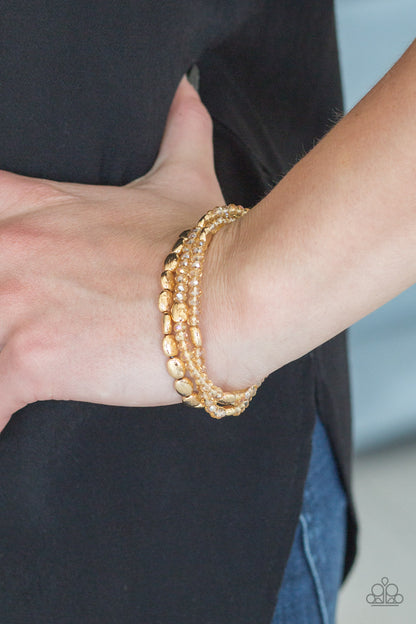 Paparazzi Accessories-Hello Beautiful Gold Dainty Bead Bracelet